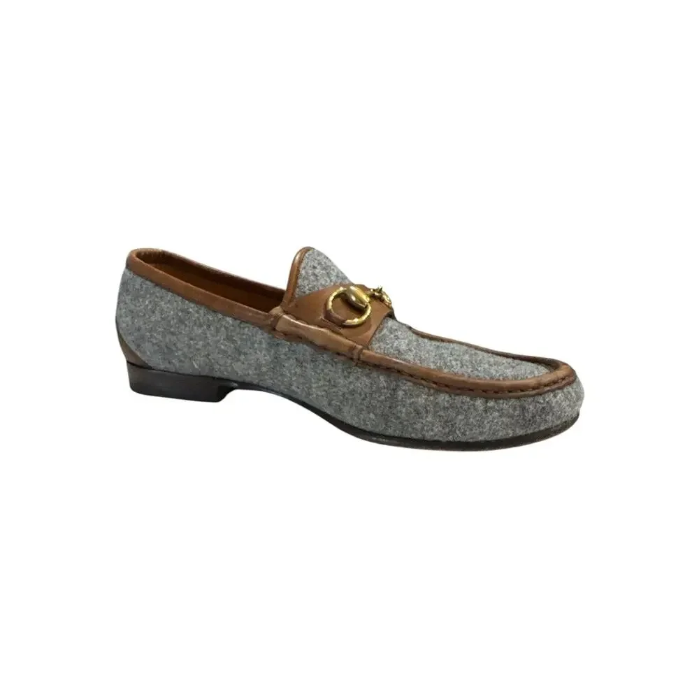 MENS GUCCI HORSEBIT MERINO WOOL /LEATHER LOAFERS SZ 8.5
